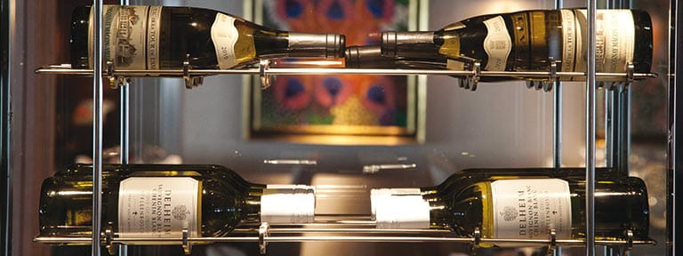 Wine in a display case